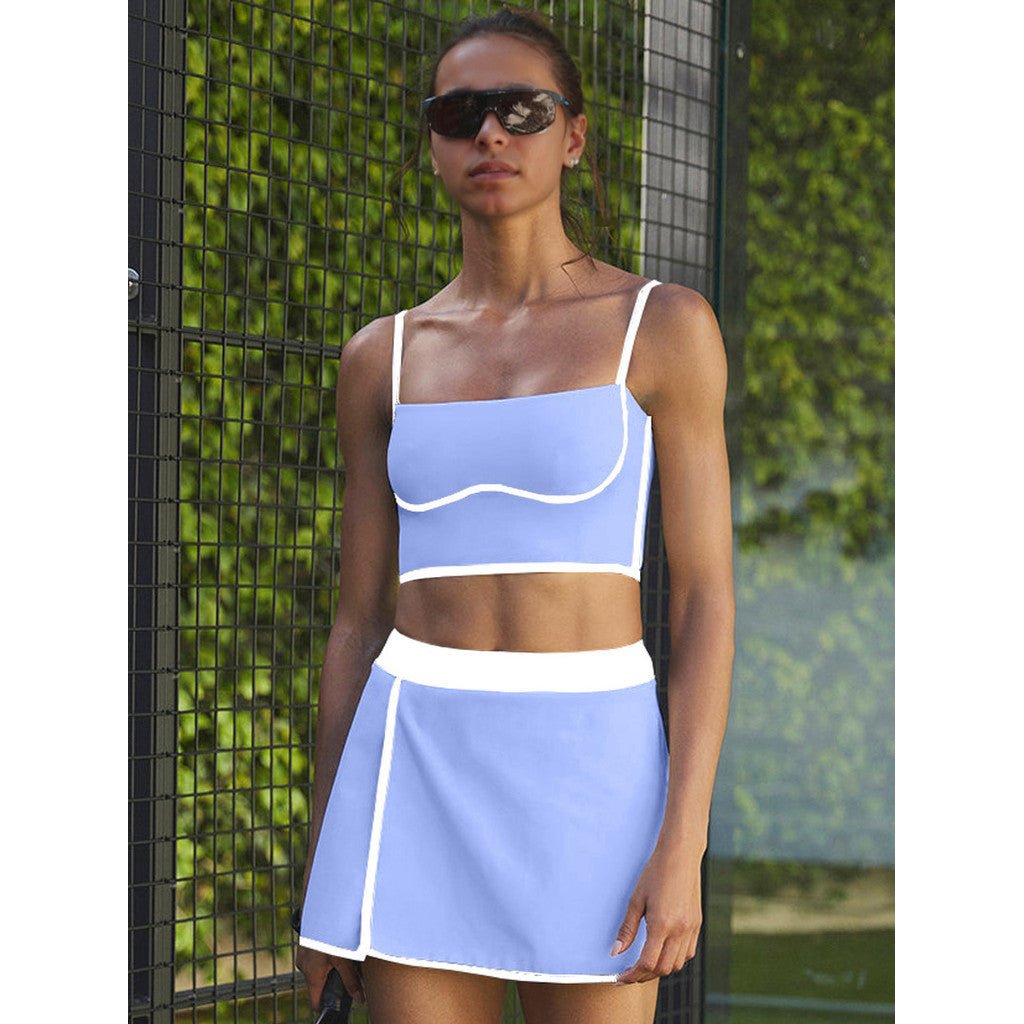 BDCV Contrast Color OOTD Sports Tennis Outfit Women Fitness Shockproof Fixed Cup Sports Bra High Elastic Yoga Clothes Outfit - BodyCarver