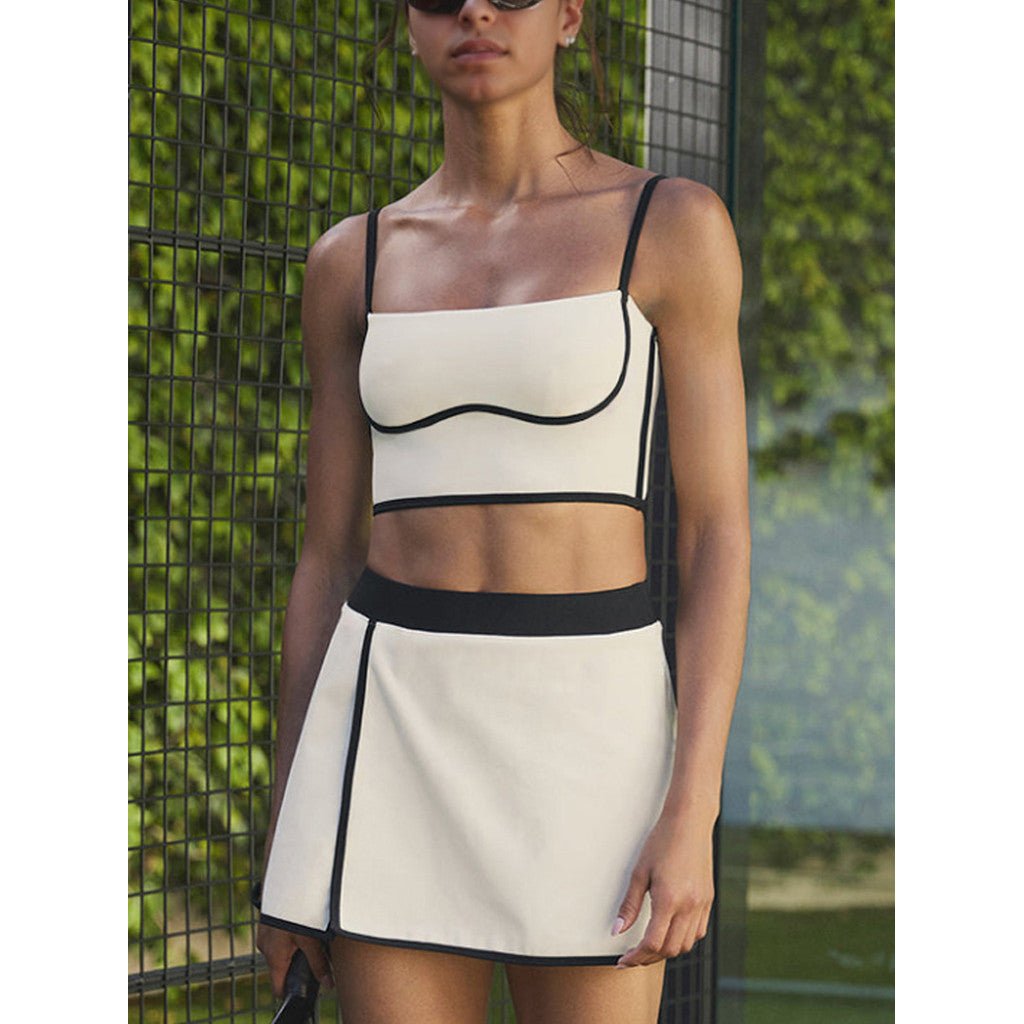 BDCV Contrast Color OOTD Sports Tennis Outfit Women Fitness Shockproof Fixed Cup Sports Bra High Elastic Yoga Clothes Outfit - BodyCarver