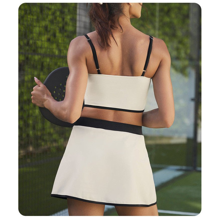 BDCV Contrast Color OOTD Sports Tennis Outfit Women Fitness Shockproof Fixed Cup Sports Bra High Elastic Yoga Clothes Outfit - BodyCarver