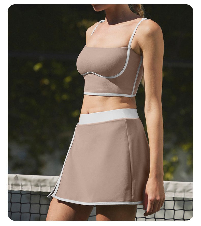 BDCV Contrast Color OOTD Sports Tennis Outfit Women Fitness Shockproof Fixed Cup Sports Bra High Elastic Yoga Clothes Outfit - BodyCarver