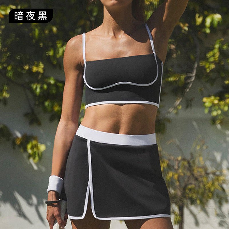 BDCV Contrast Color OOTD Sports Tennis Outfit Women Fitness Shockproof Fixed Cup Sports Bra High Elastic Yoga Clothes Outfit - BodyCarver