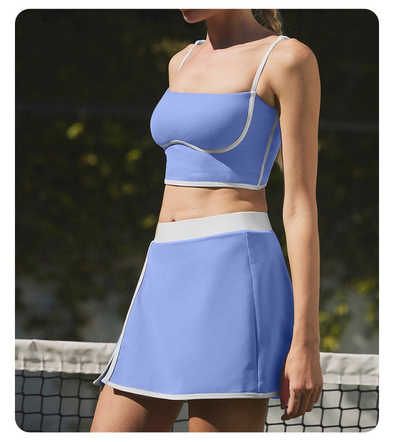 BDCV Contrast Color OOTD Sports Tennis Outfit Women Fitness Shockproof Fixed Cup Sports Bra High Elastic Yoga Clothes Outfit - BodyCarver