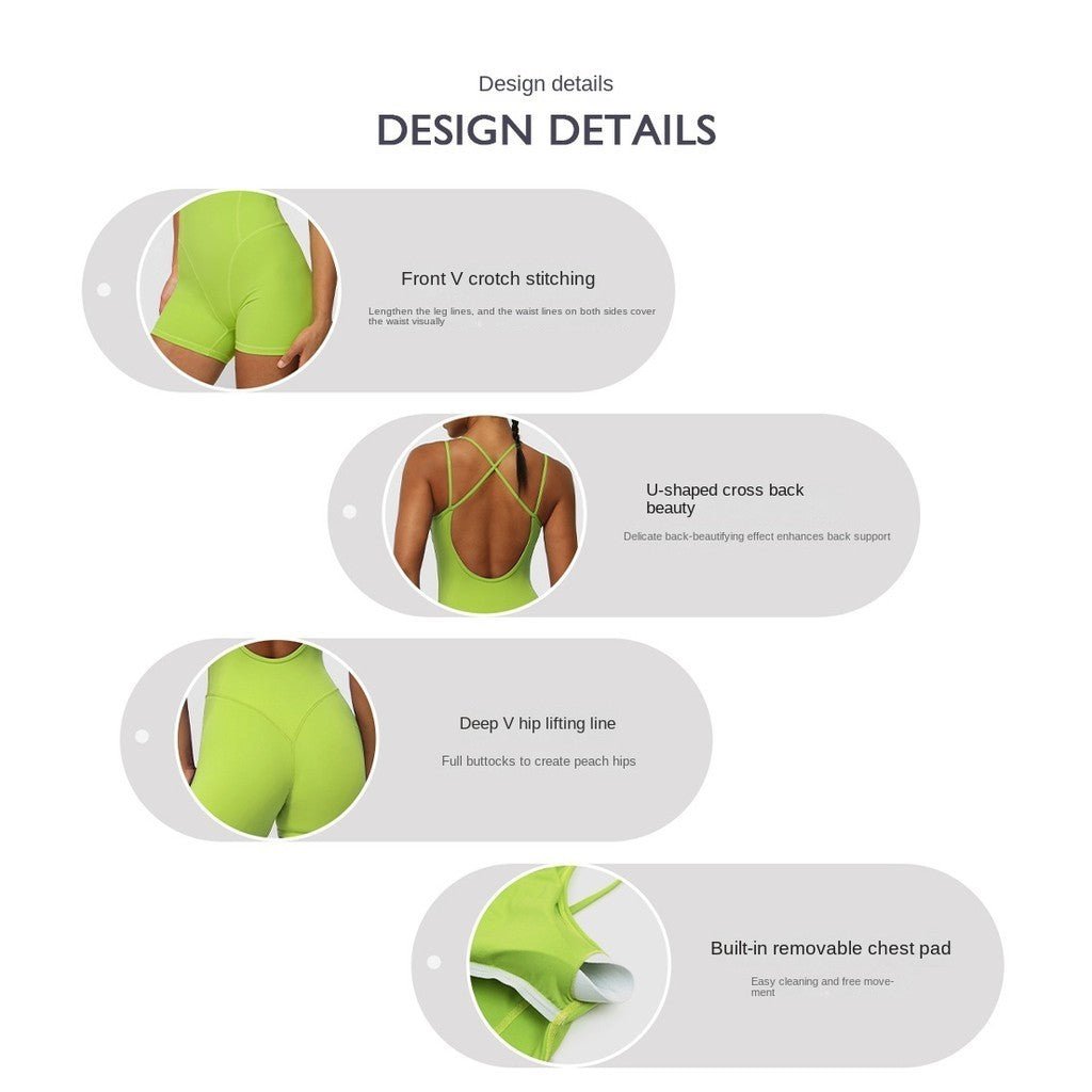 BODYCARVER Aerial Yoga Bodysuit Women Padded Crossing Beauty Back Sports Fitness Jumpsuit - BodyCarver