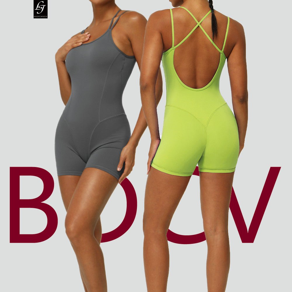 BODYCARVER Aerial Yoga Bodysuit Women Padded Crossing Beauty Back Sports Fitness Jumpsuit - BodyCarver