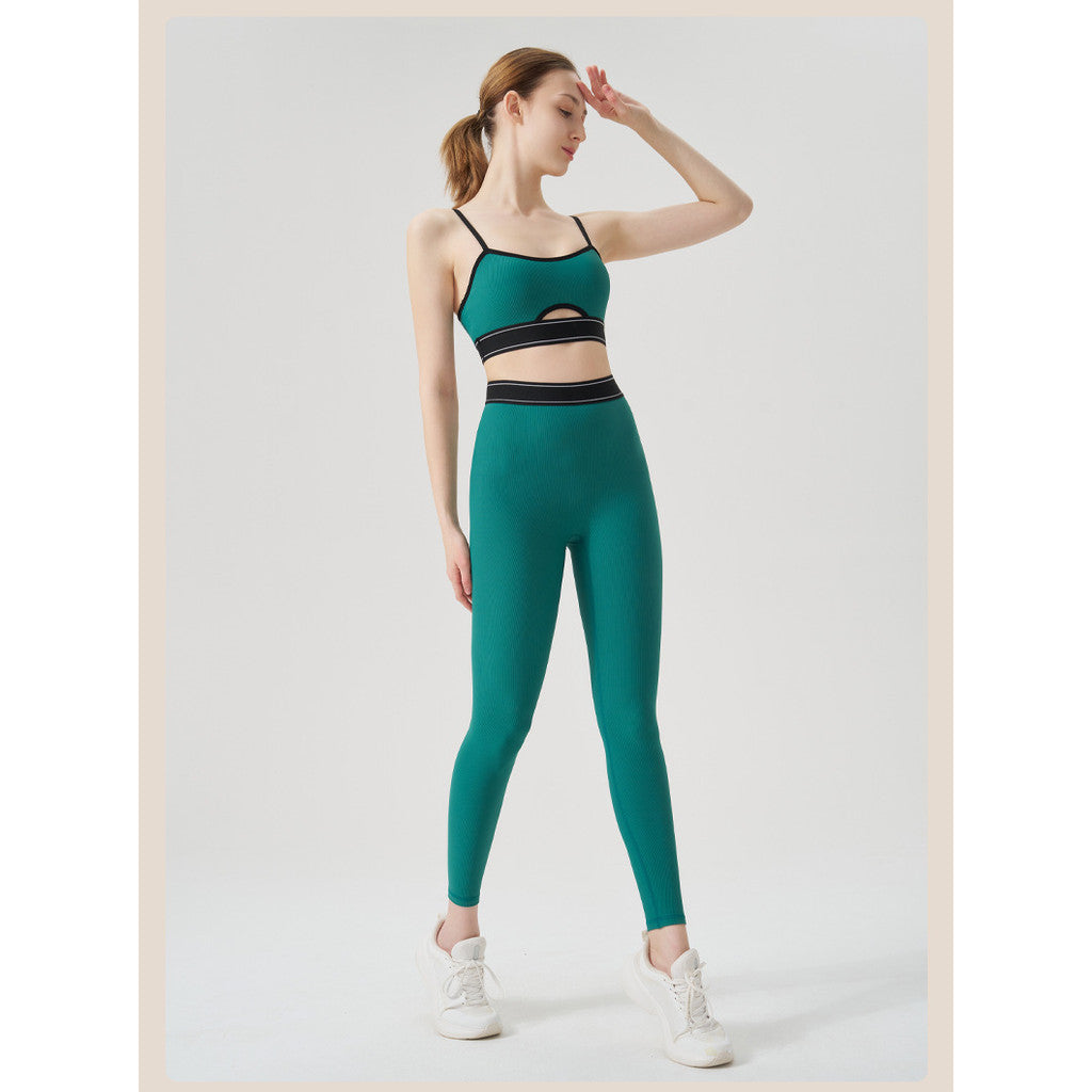 BDCV Ribbed Yoga Sports Set Women Running Fitness Camisole Outfit