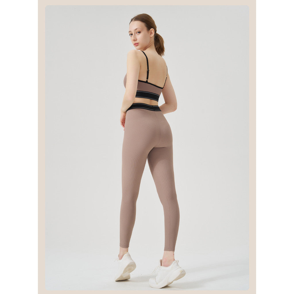 BDCV Ribbed Yoga Sports Set Women Running Fitness Camisole Outfit