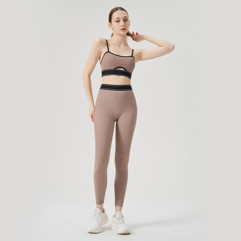 BDCV Ribbed Yoga Sports Set Women Running Fitness Camisole Outfit
