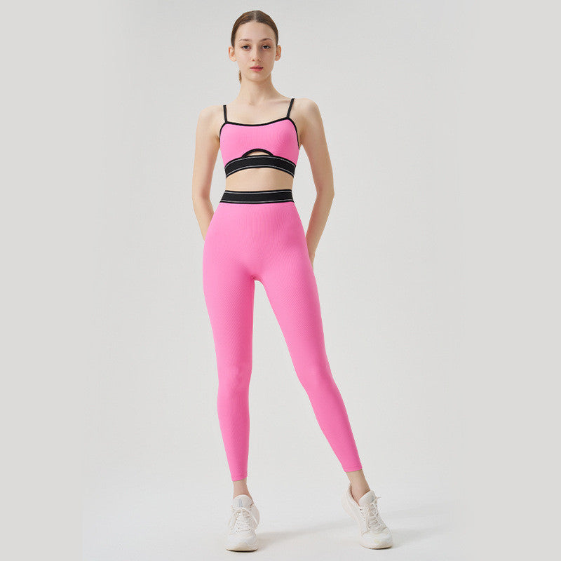 BDCV Ribbed Yoga Sports Set Women Running Fitness Camisole Outfit