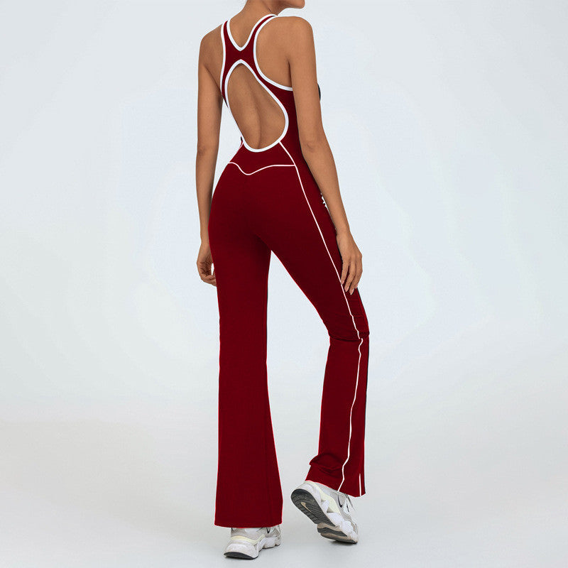 BDCV Yoga Jumpsuit Women Padded Beauty Back Color-blocking Bodysuit