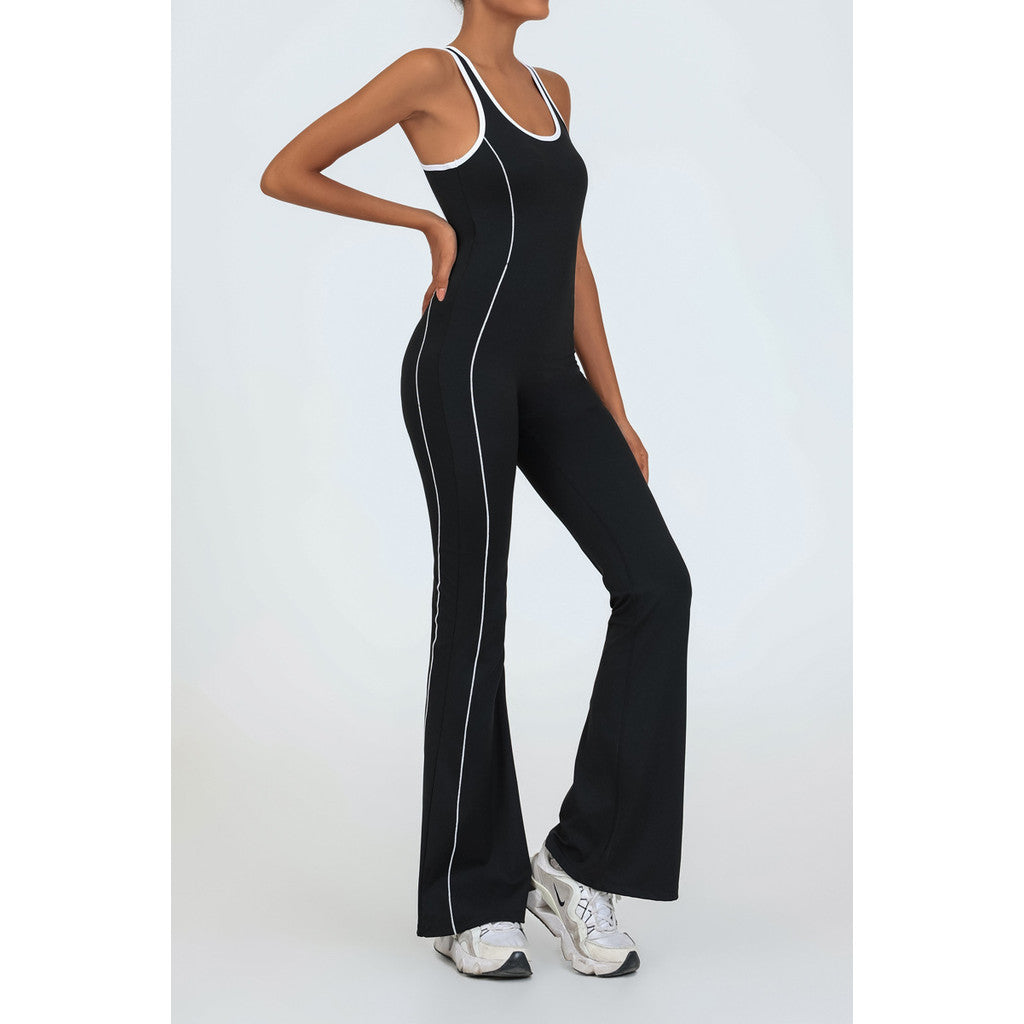 BDCV Yoga Jumpsuit Women Padded Beauty Back Color-blocking Bodysuit