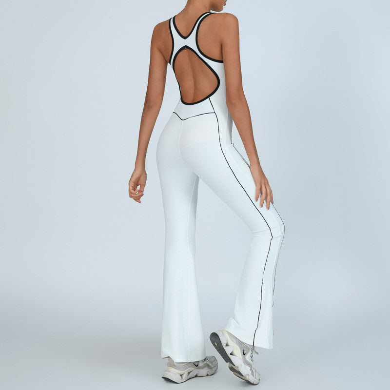BDCV Yoga Jumpsuit Women Padded Beauty Back Color-blocking Bodysuit