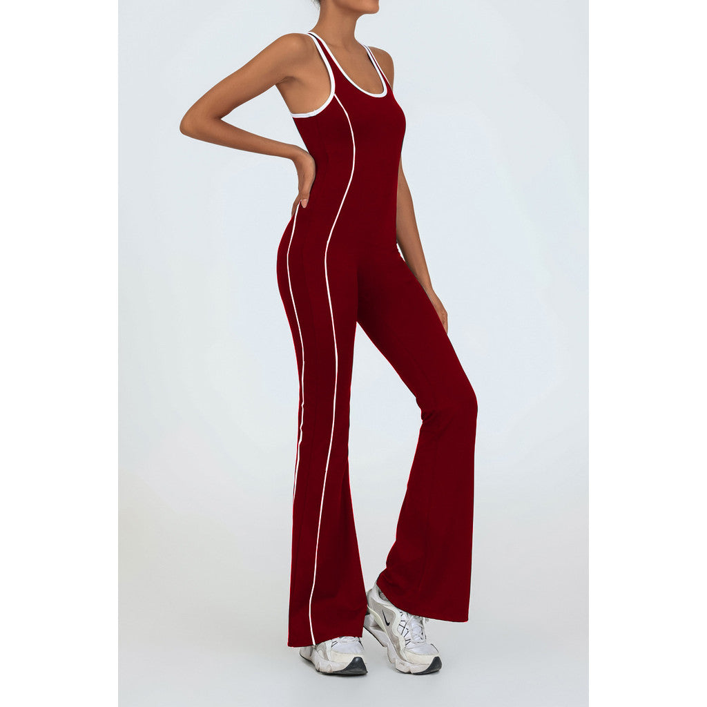BDCV Yoga Jumpsuit Women Padded Beauty Back Color-blocking Bodysuit