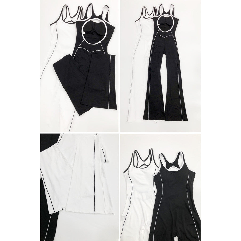 BDCV Yoga Jumpsuit Women Padded Beauty Back Color-blocking Bodysuit