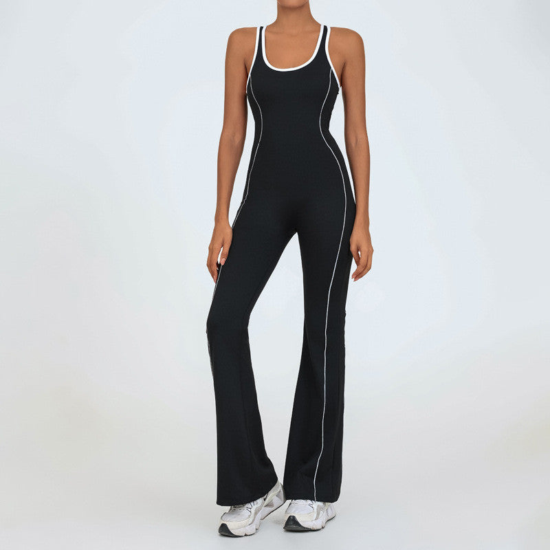 BDCV Yoga Jumpsuit Women Padded Beauty Back Color-blocking Bodysuit