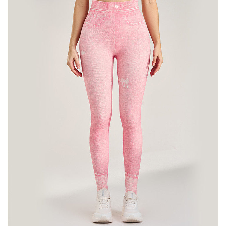 Denim Style Sports Yoga Pants Women OOTD Comfy High elastic Fitness Casual Leggings