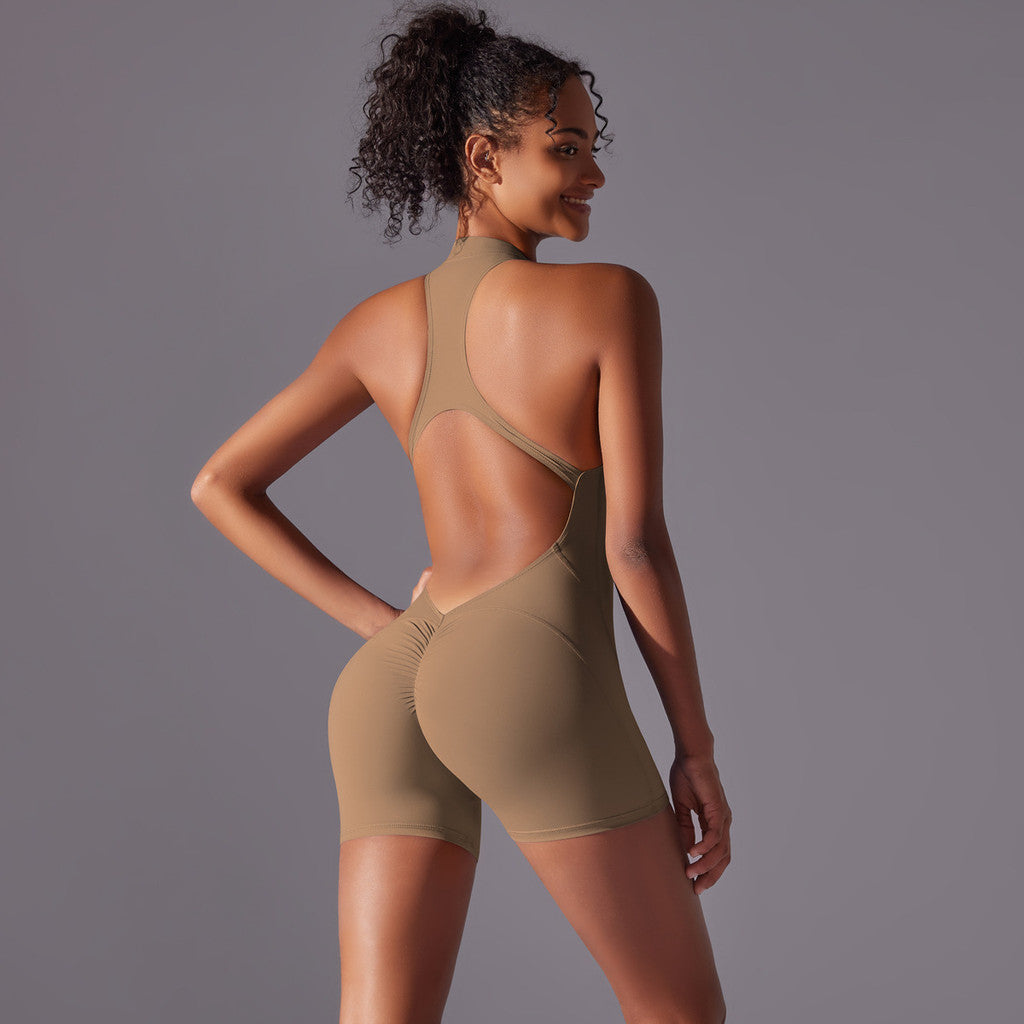 13 Colors Yoga Sports Jumspuit Women OOTD Build-in Bra Pilate Tight Back Shaping Bodysuit