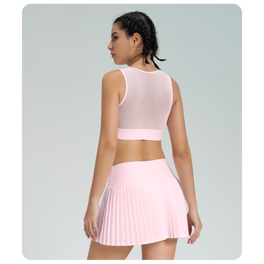 New Arrival Sports Skirt Outfit Tennis Pleated Skirt High-Impact Sports Yoga Vest