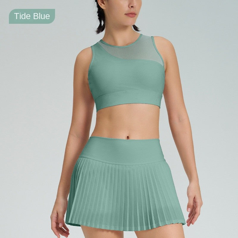 New Arrival Sports Skirt Outfit Tennis Pleated Skirt High-Impact Sports Yoga Vest
