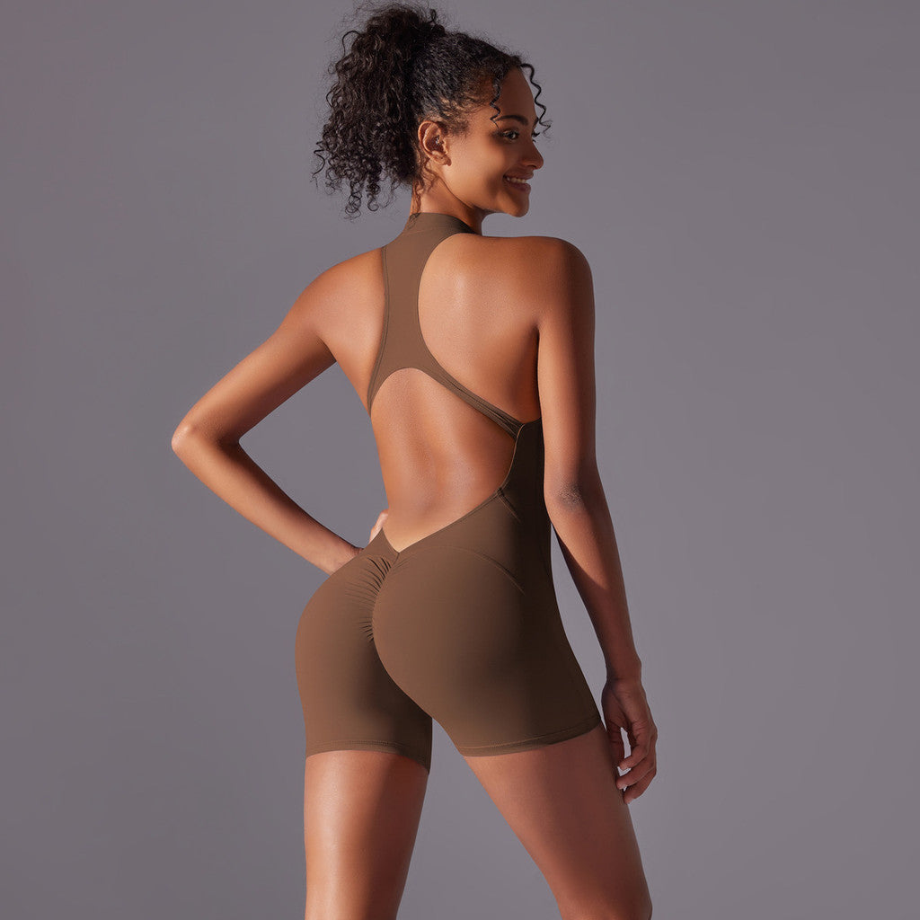 13 Colors Yoga Sports Jumspuit Women OOTD Build-in Bra Pilate Tight Back Shaping Bodysuit