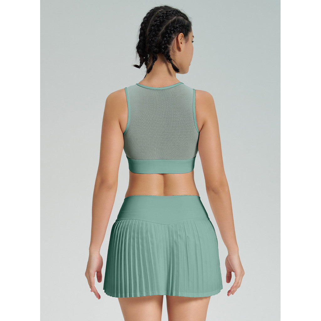 New Arrival Sports Skirt Outfit Tennis Pleated Skirt High-Impact Sports Yoga Vest