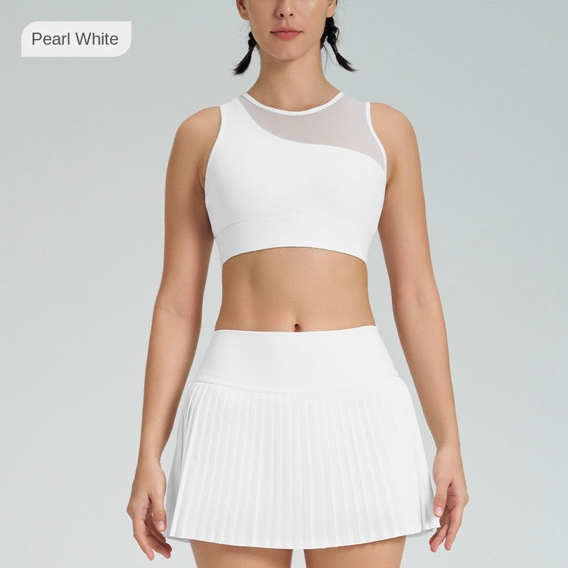 New Arrival Sports Skirt Outfit Tennis Pleated Skirt High-Impact Sports Yoga Vest