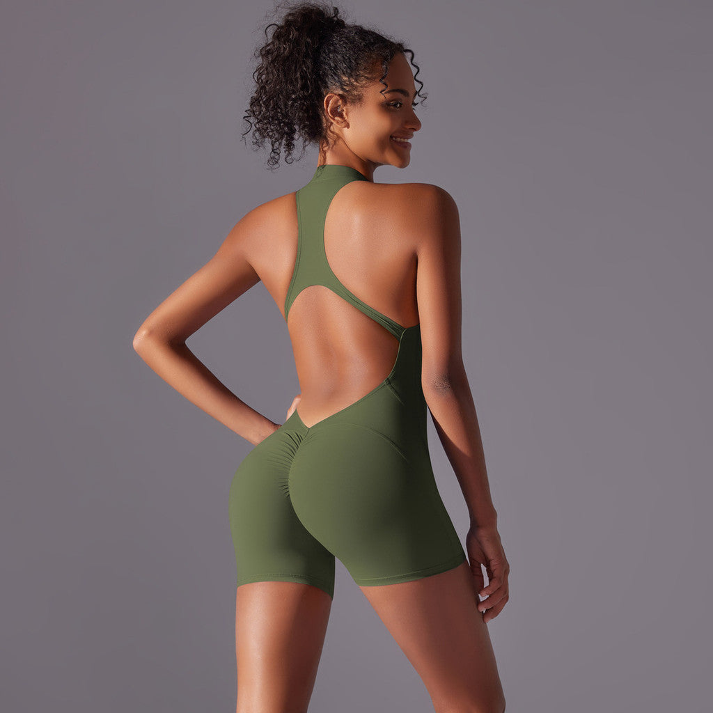 13 Colors Yoga Sports Jumspuit Women OOTD Build-in Bra Pilate Tight Back Shaping Bodysuit
