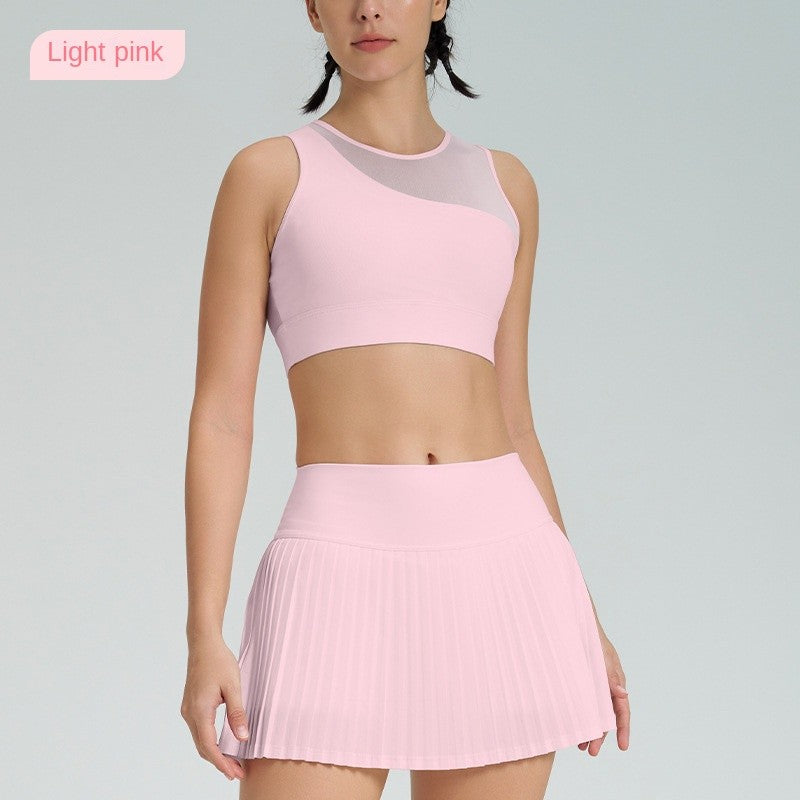 New Arrival Sports Skirt Outfit Tennis Pleated Skirt High-Impact Sports Yoga Vest