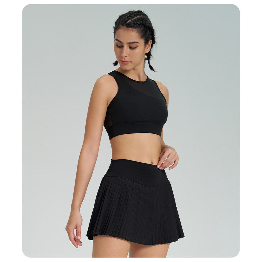 New Arrival Sports Skirt Outfit Tennis Pleated Skirt High-Impact Sports Yoga Vest