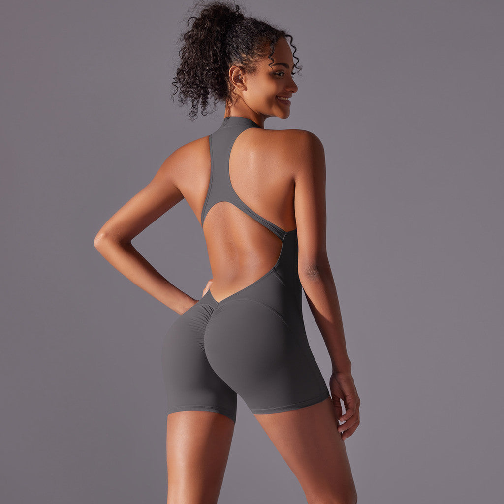 13 Colors Yoga Sports Jumspuit Women OOTD Build-in Bra Pilate Tight Back Shaping Bodysuit
