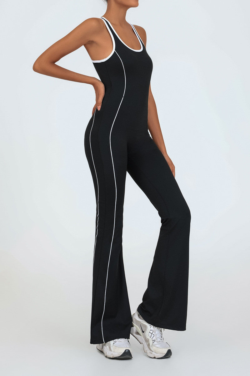BDCV Yoga Jumpsuit Women Padded Beauty Back Color-blocking Bodysuit