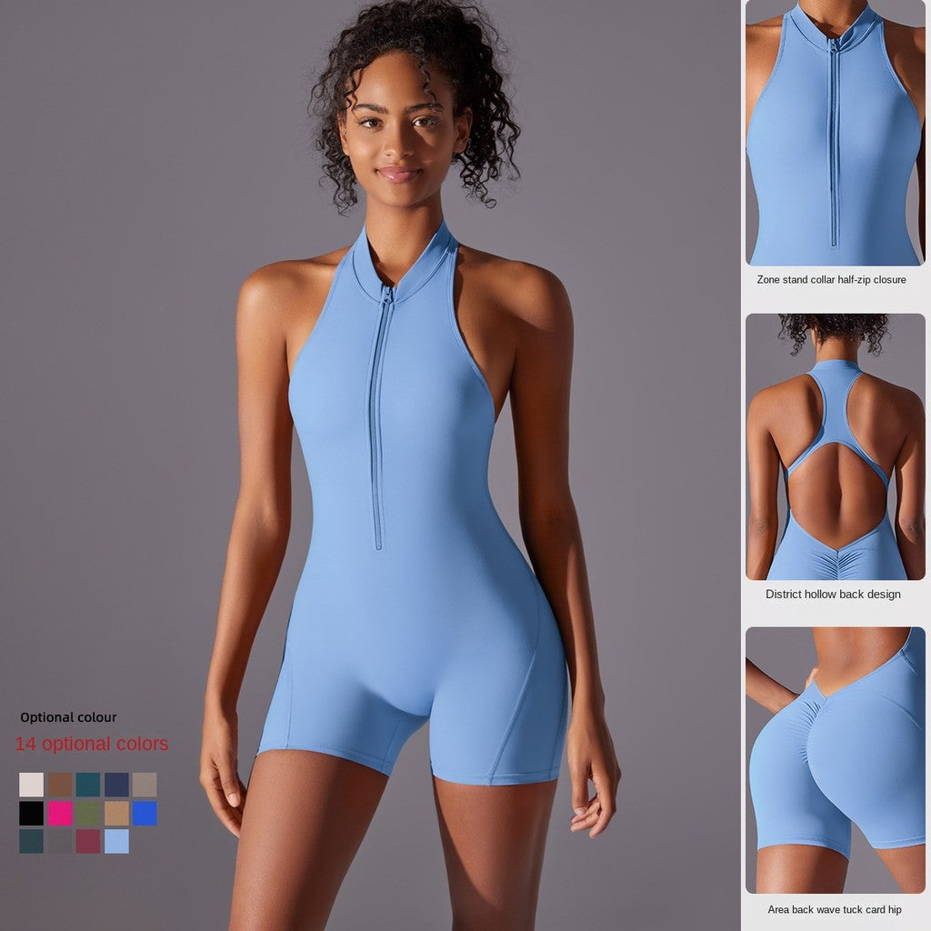 13 Colors Yoga Sports Jumspuit Women OOTD Build-in Bra Pilate Tight Back Shaping Bodysuit