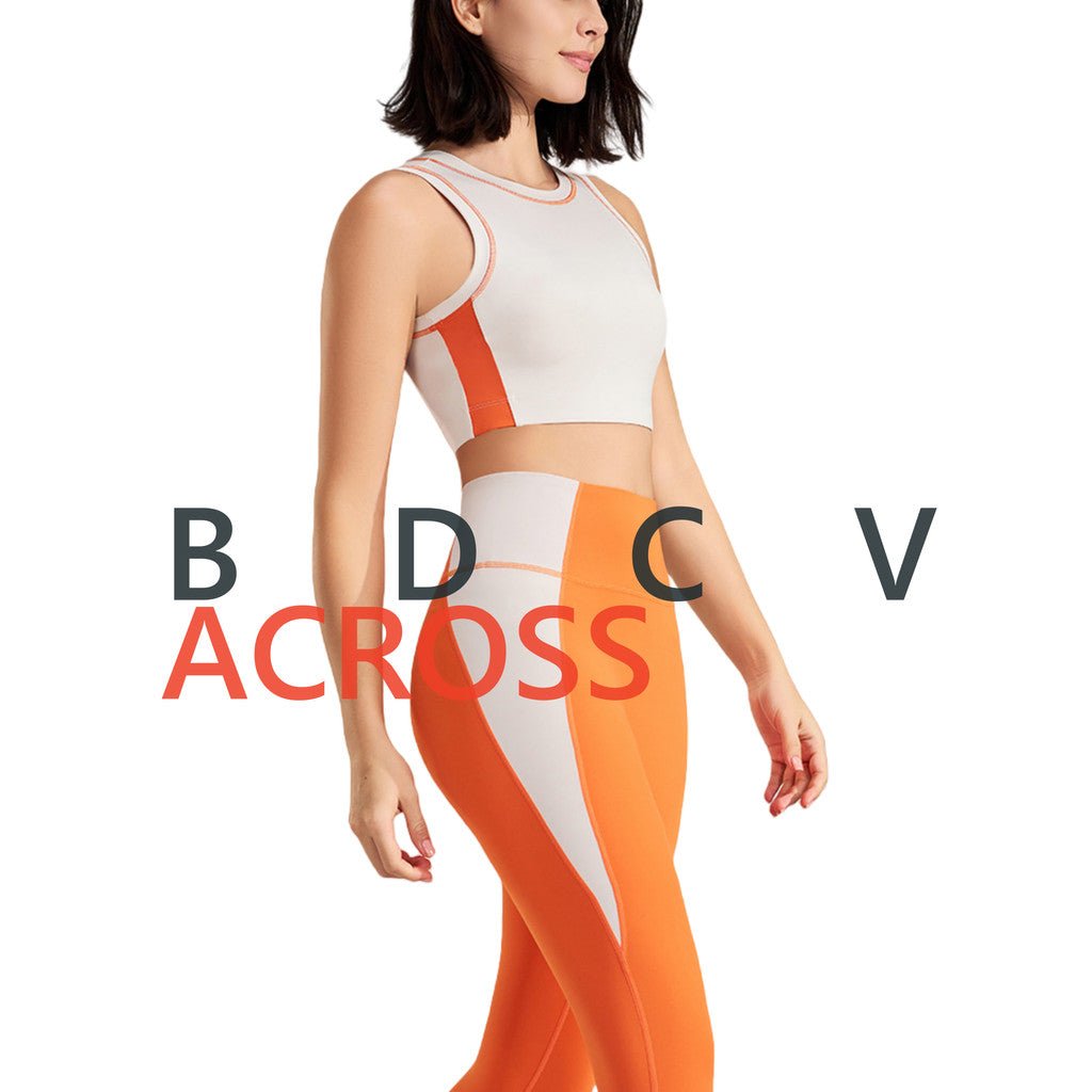 Women Exercise Workout Outfit Contrast Color Quick - Drying Yoga Clothes - BodyCarver