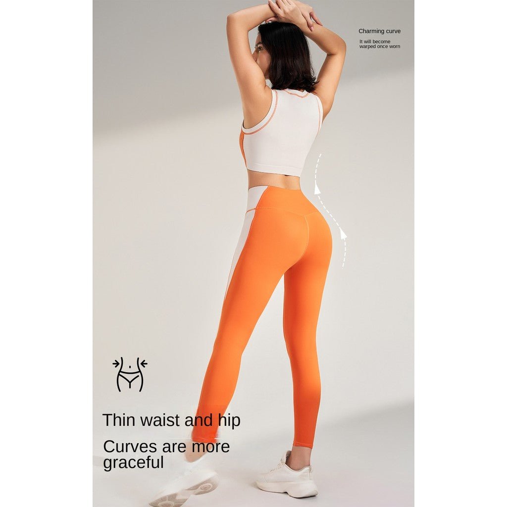 Women Exercise Workout Outfit Contrast Color Quick - Drying Yoga Clothes - BodyCarver