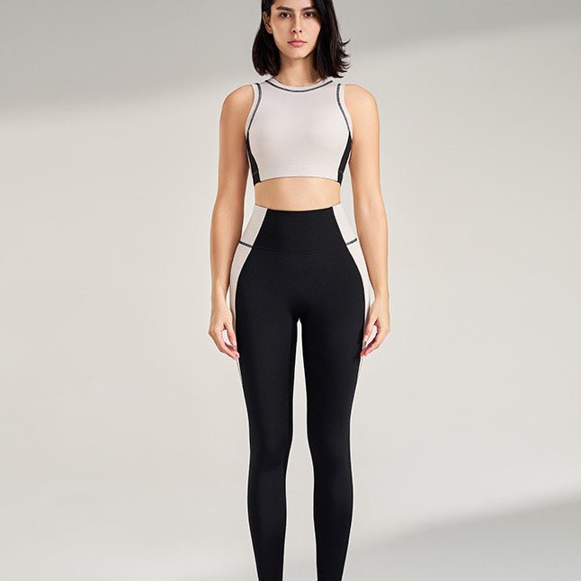 Women Exercise Workout Outfit Contrast Color Quick - Drying Yoga Clothes - BodyCarver