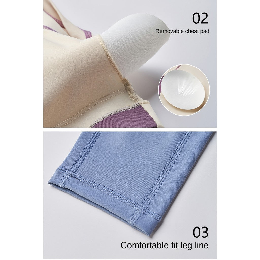 Women Exercise Workout Outfit Contrast Color Quick - Drying Yoga Clothes - BodyCarver