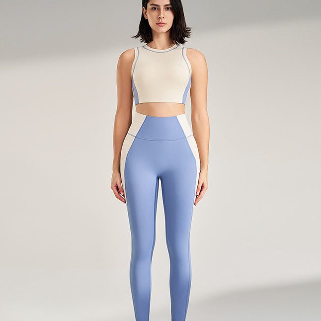Women Exercise Workout Outfit Contrast Color Quick - Drying Yoga Clothes - BodyCarver