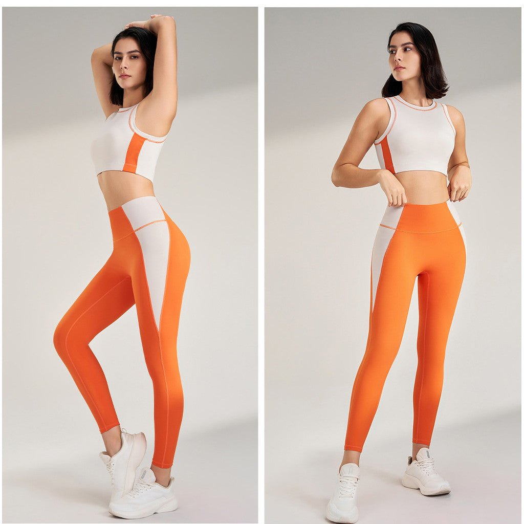 Women Exercise Workout Outfit Contrast Color Quick - Drying Yoga Clothes - BodyCarver