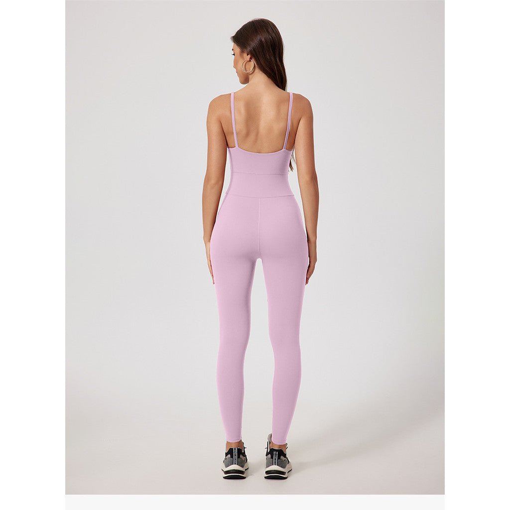 Zipper OOTD Bodysuit Women Pilate Yoga Jumpsuit With Bra Athleisure Sports Fitness One - Piece Suit Outfit - BodyCarver
