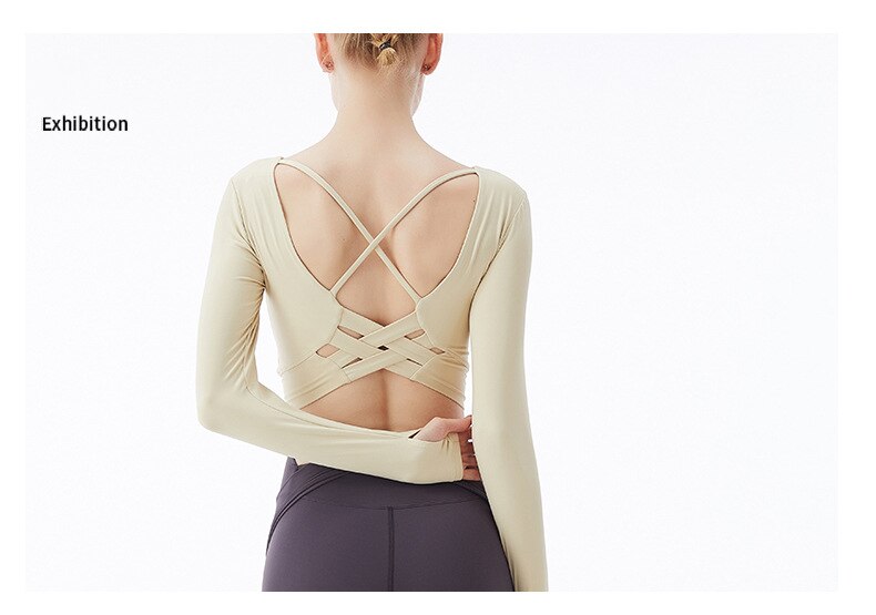 BC Women Beauty Back Long Sleeve Sports Top Yoga Crop Shirt Gym Workout Clothes With Pad WT013