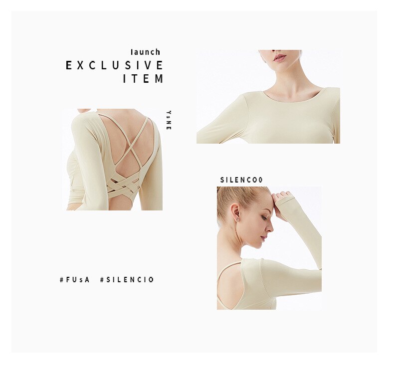 BC Women Beauty Back Long Sleeve Sports Top Yoga Crop Shirt Gym Workout Clothes With Pad WT013