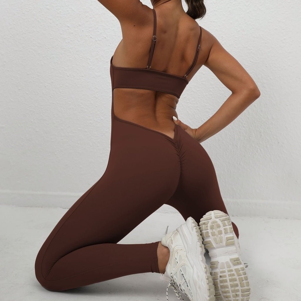 Backless Yoga Jumpsuit Women Padded One Piece Quick Drying Exercise Fitness Jumpsuit for Women - BodyCarver