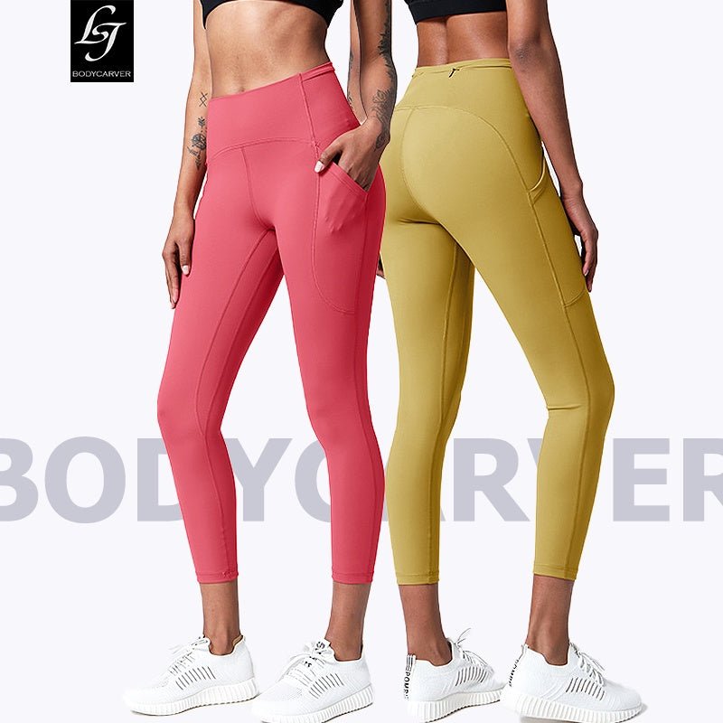 BC 23'' Yoga Pants Women Sports Pants with Zip Pocket Buttery Elasitc Fitness Running Workout Legging Women - BodyCarver
