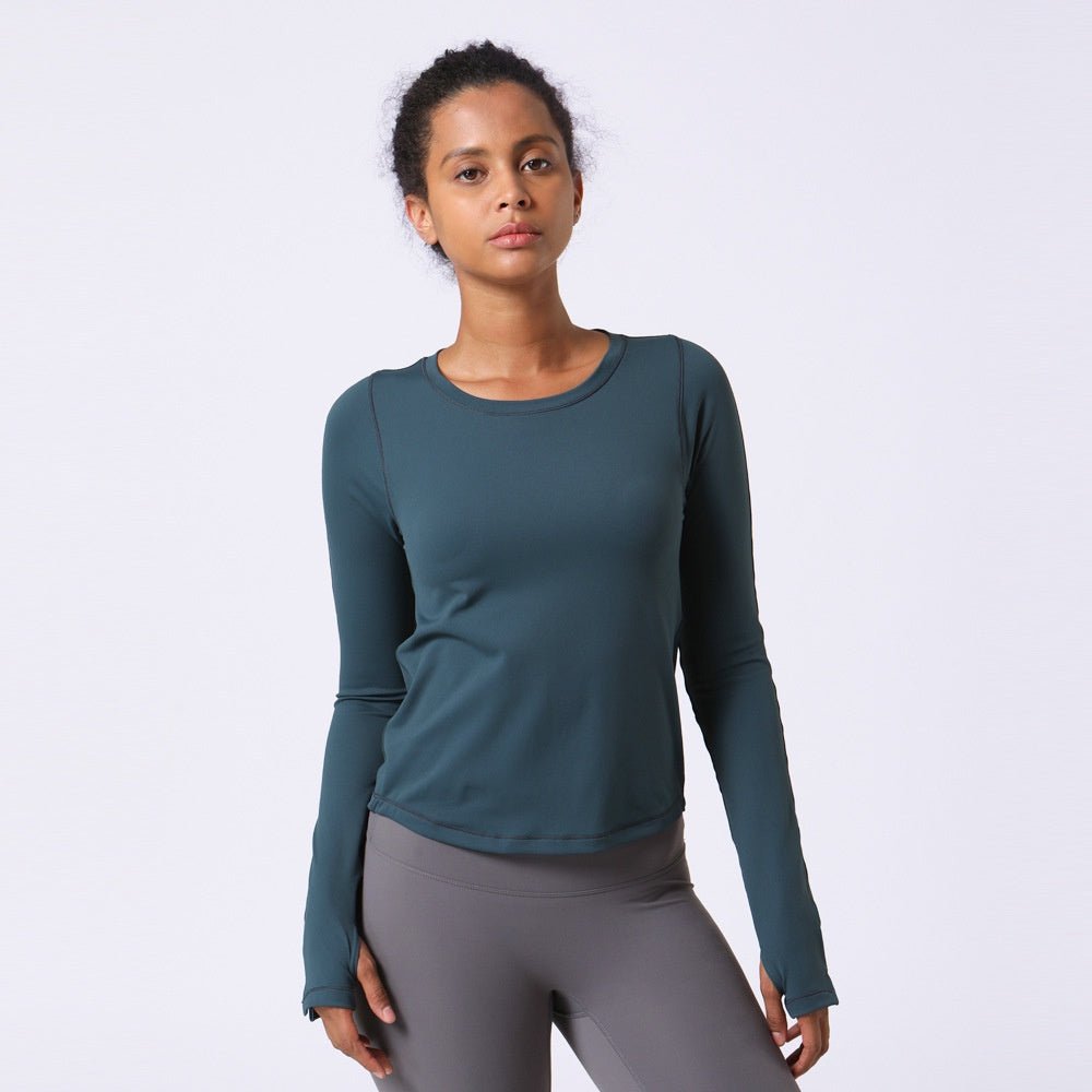 BC Back Wrinkle Sports Top Women Long Sleeve Yoga T-shirt High Elastic Casual Fitness Gym Top Women Breathable Running Tshirt - BodyCarver