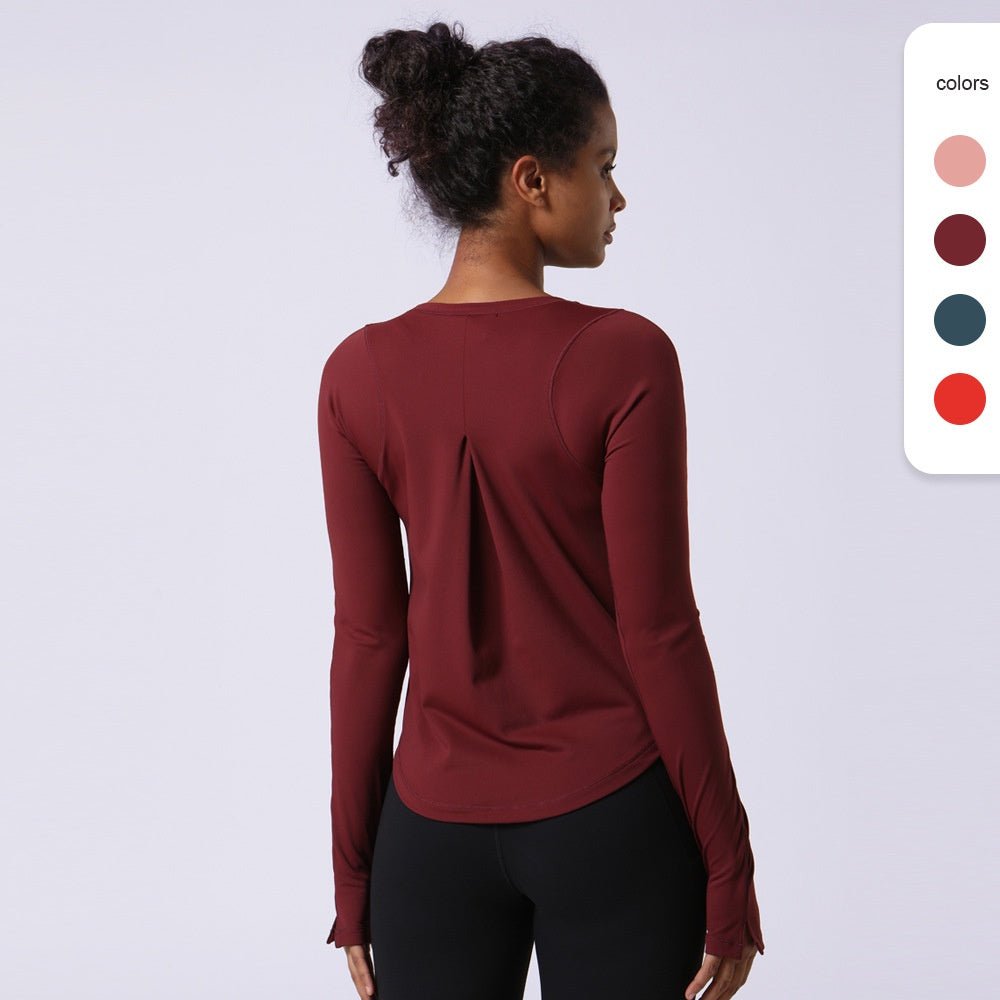 BC Back Wrinkle Sports Top Women Long Sleeve Yoga T-shirt High Elastic Casual Fitness Gym Top Women Breathable Running Tshirt - BodyCarver
