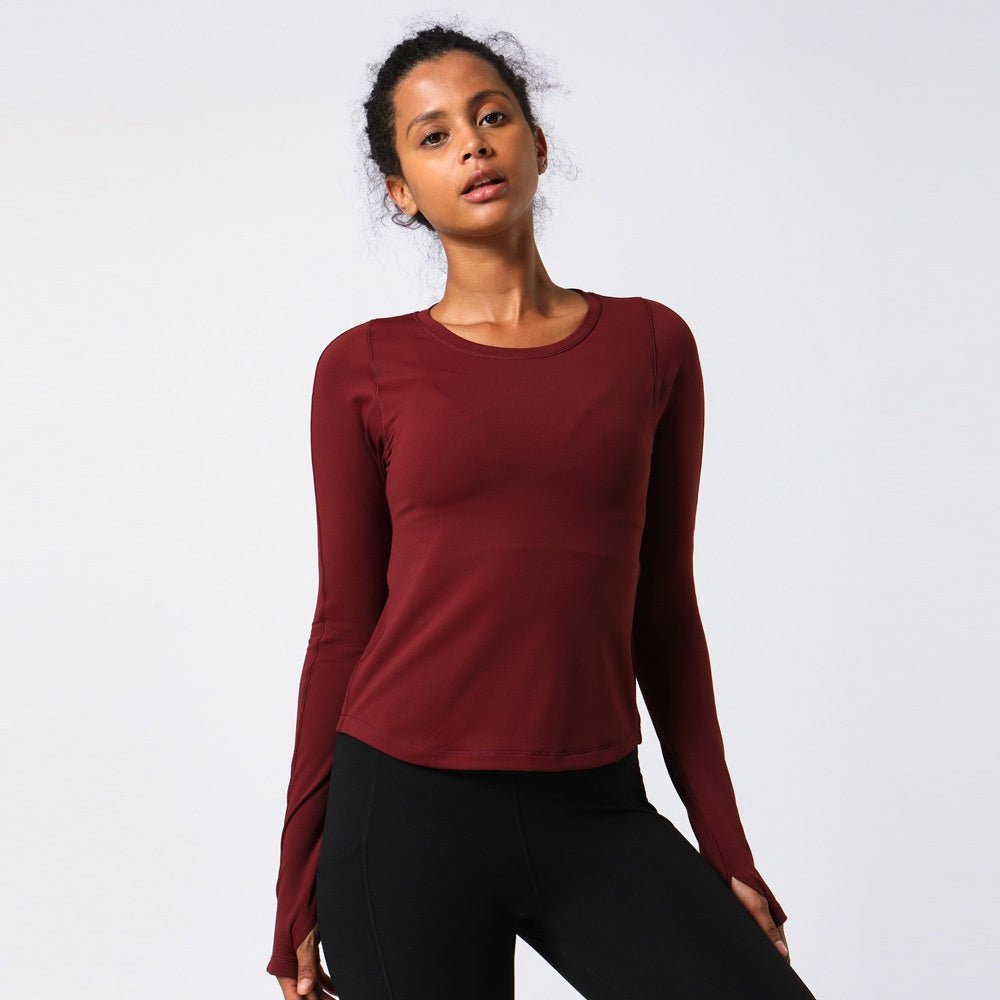 BC Back Wrinkle Sports Top Women Long Sleeve Yoga T-shirt High Elastic Casual Fitness Gym Top Women Breathable Running Tshirt - BodyCarver
