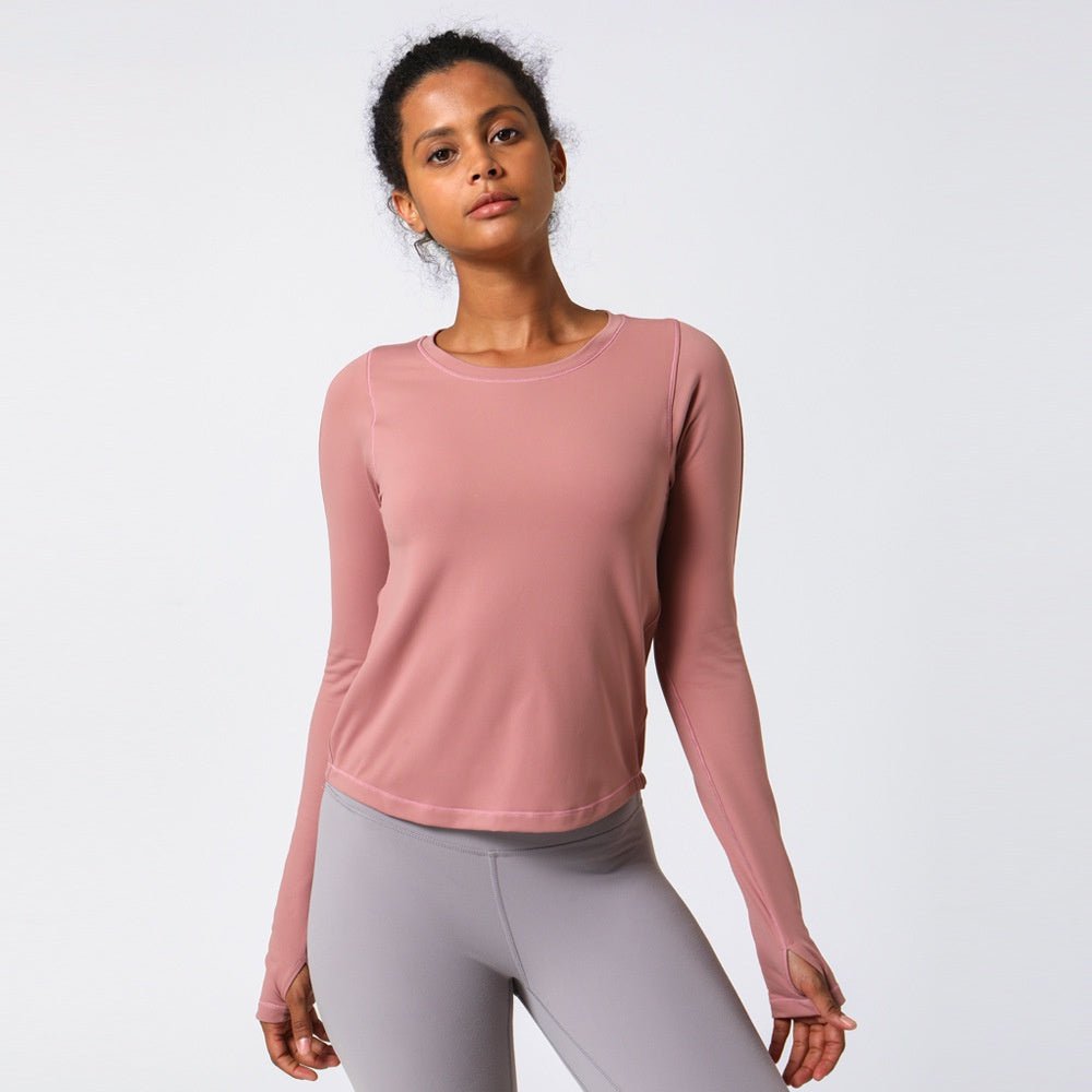 BC Back Wrinkle Sports Top Women Long Sleeve Yoga T-shirt High Elastic Casual Fitness Gym Top Women Breathable Running Tshirt - BodyCarver