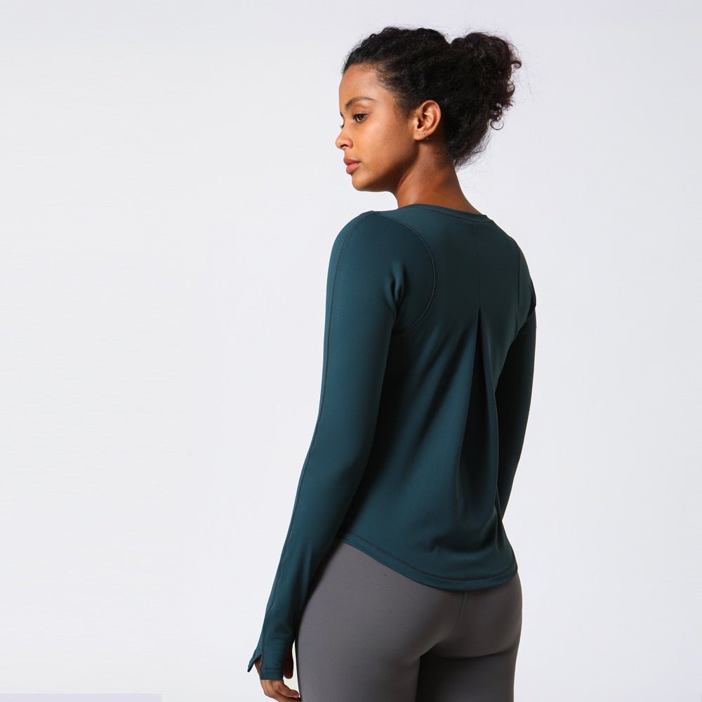 BC Back Wrinkle Sports Top Women Long Sleeve Yoga T-shirt High Elastic Casual Fitness Gym Top Women Breathable Running Tshirt - BodyCarver