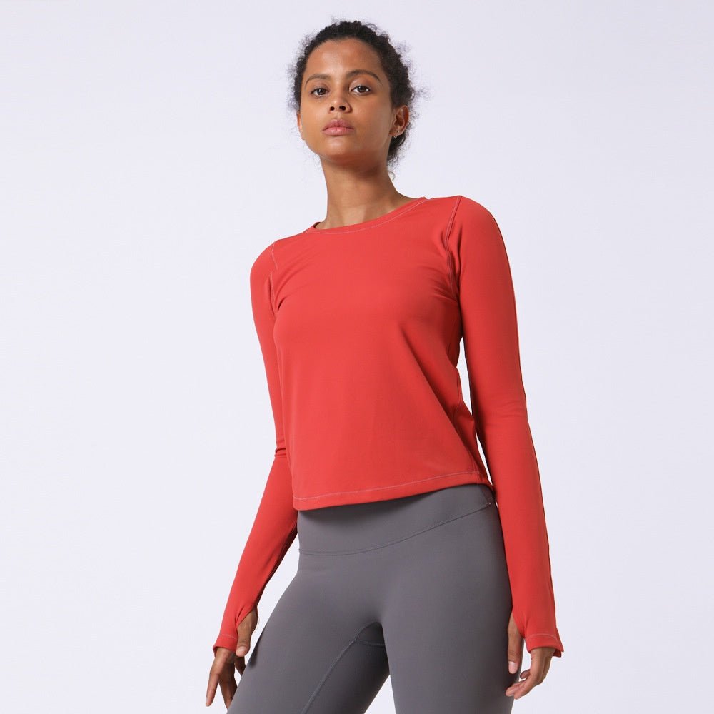 BC Back Wrinkle Sports Top Women Long Sleeve Yoga T-shirt High Elastic Casual Fitness Gym Top Women Breathable Running Tshirt - BodyCarver