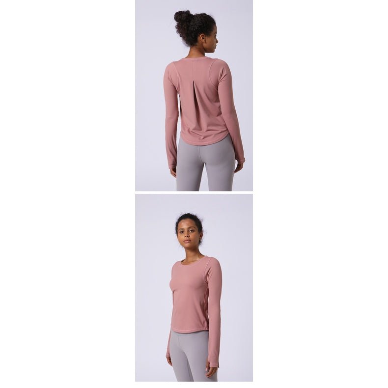 BC Back Wrinkle Sports Top Women Long Sleeve Yoga T-shirt High Elastic Casual Fitness Gym Top Women Breathable Running Tshirt - BodyCarver
