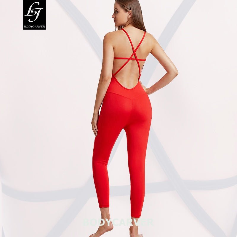 BC BASIC Yoga Jumpsuit Women Aerial Yoga Bodysuits with Pad Breathable Elastic One-piece Sports Fitness Suit Women - BodyCarver